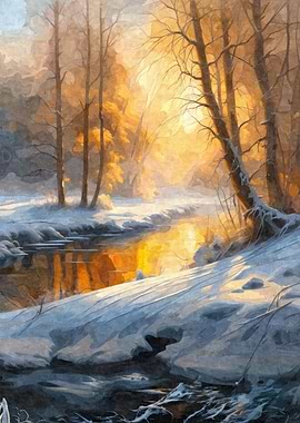 Sunset winter landscape