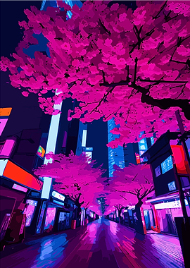 Tokyo Neon Cherry Blossom
