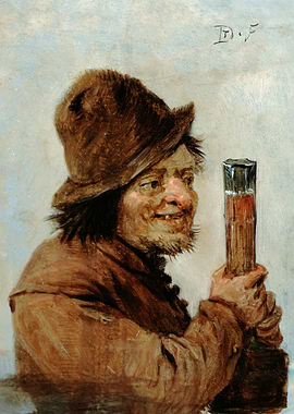 A Peasant holding a Glass