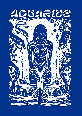 Blue portrait of Aquarius
