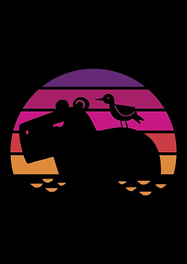 Retro Sunset Capybara