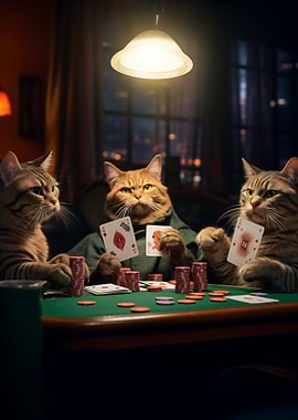 Funny Cats Playing Poker