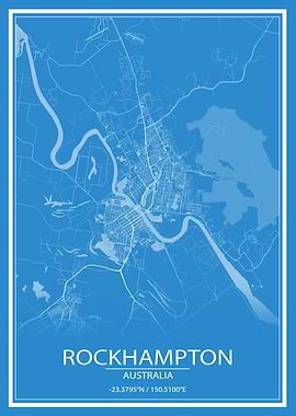 Rockhampton Blue City Map