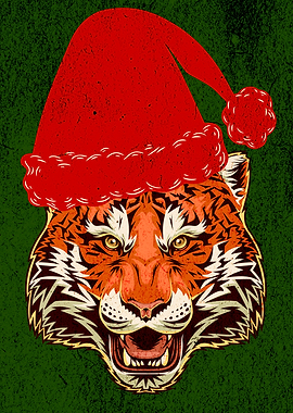 TIGER SANTA HAT