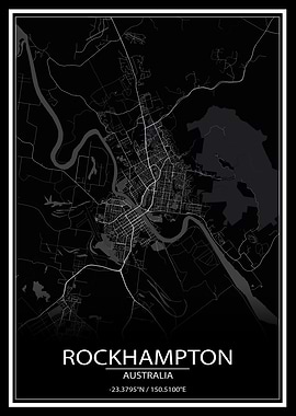 Rockhampton Black City Map