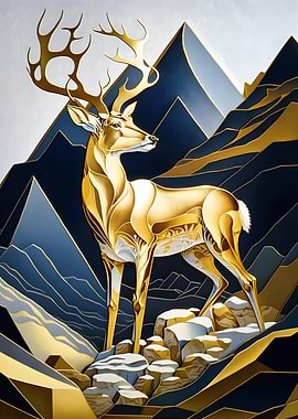 Abstract Gold Deer