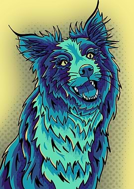 Blue abstract collie