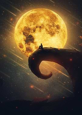 Full Yellow Moon Starry