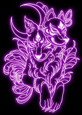 japanese fox kitsune neon