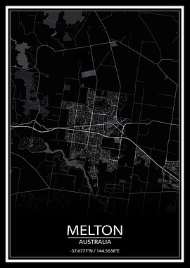 Melton Australia Black Map