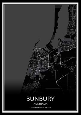 Bunbury Australia BlackMap
