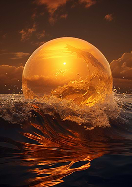 Golden Orb in the Ocean