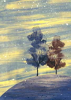Watercolor tree couple