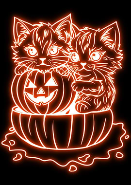 kitten pumpkin neon