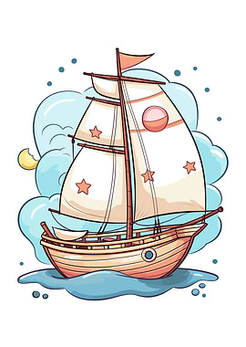 kawaii yacht cartoon