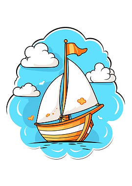 kawaii yacht cartoon