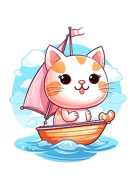 kawaii yacht cartoon