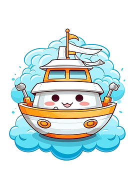 kawaii yacht cartoon