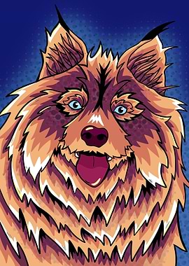 Golden fluffy wolf dog