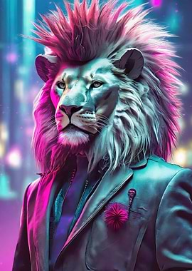 Neon Punkrock Lion