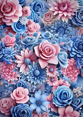 Pink and Blue 3D flower
