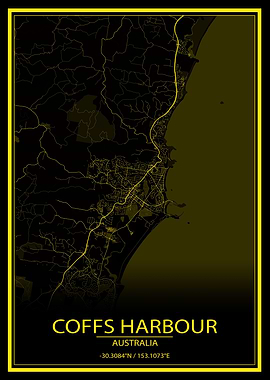 Coffs Harbour Yellow Map