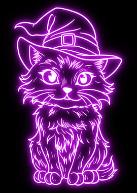 neon witch cat