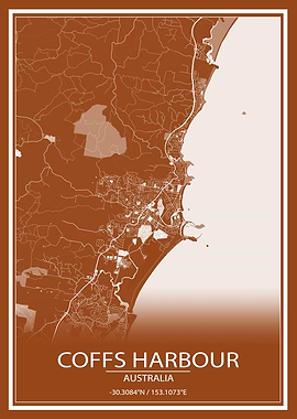 Coffs Harbour Brown Map