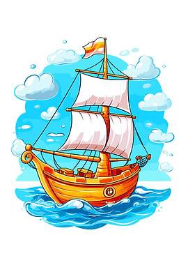 kawaii yacht cartoon