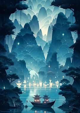 Peaceful japanese mountain