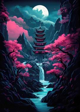 Cherry Blossom Waterfall