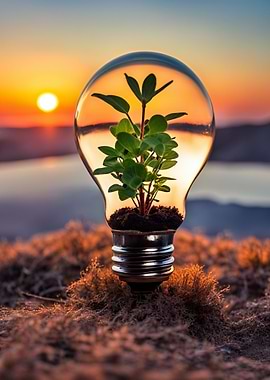 Lightbulb with plant 01