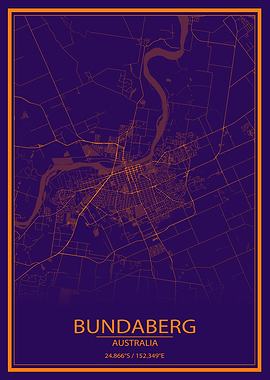 Bundaberg AUS Purple Map