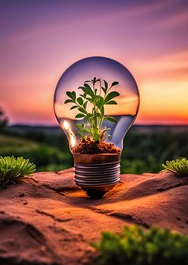 Lightbulb with plant 02