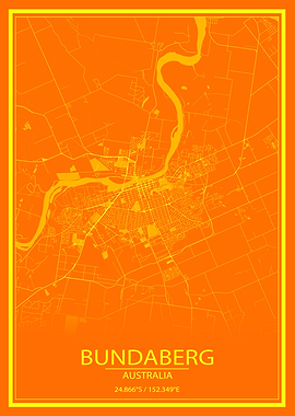 Bundaberg AUS Orange Map