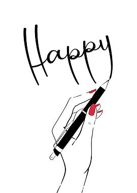 Happy Note writing hand