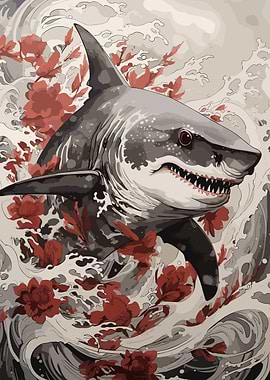 Shark Japanese Painting
