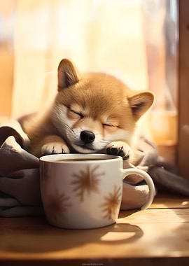 Shiba Inu Coffee Puppy Dog
