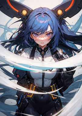 Anime girl with blue hair