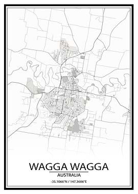 Wagga Wagga AUS White Map