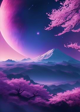 Sakura landscape in space