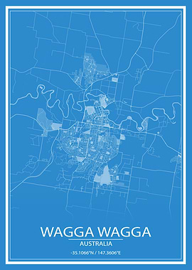 Wagga Wagga AUS Blue Map