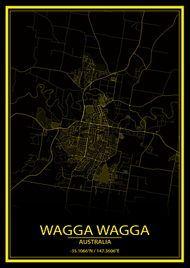 Wagga Wagga AUS Yellow Map