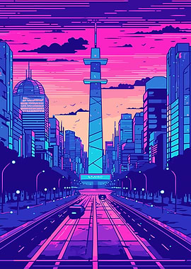 City Synthwave Retro