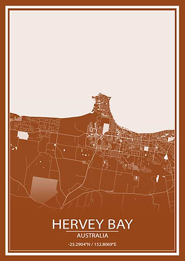 Hervey Bay AUS Brown Map