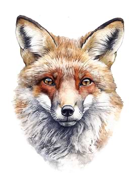 Red Fox Watercolor Art