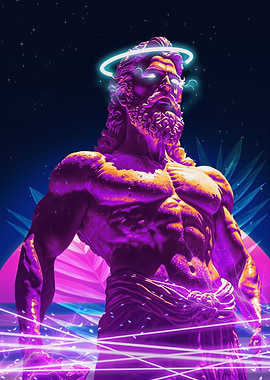 Zeus Synthwave Sculpture