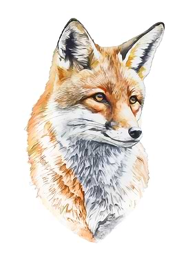 Red Fox Watercolor Art
