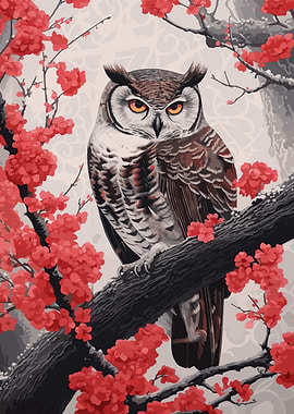 Owl Japanese Painting