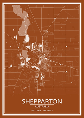 Shepparton AUS Brown Map